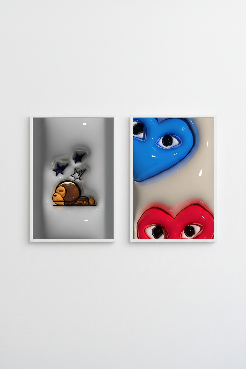 BAPE x Comme des Garçons art prints collage verticale