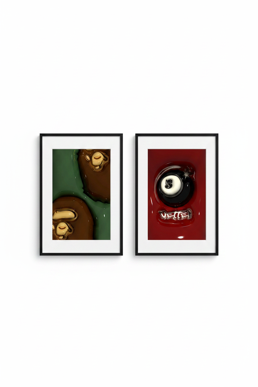 BAPE x Vette set of 2 art prints collage with frames